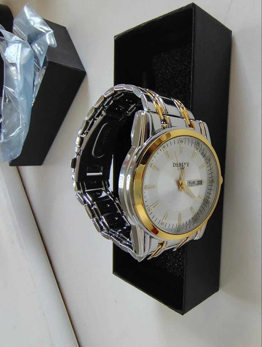 Two-Tone Silver and Gold Men’s Watch with Day-Date